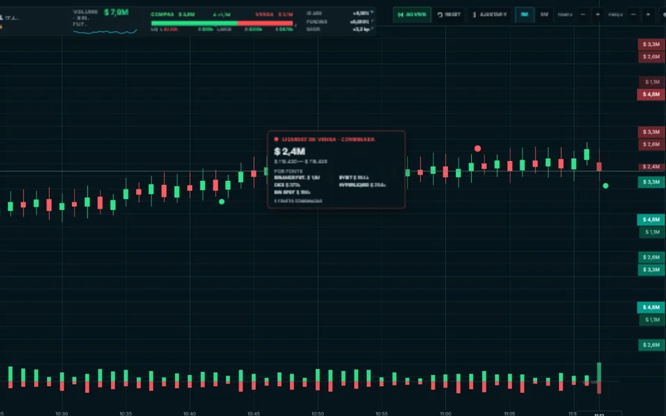 Cockpit hnx.app com candles e Book Wall integrados